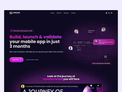 Hero section concept for startup dev incubator button code dev development hero section idea landing page website