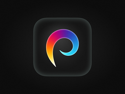P for Procreate! app app icon brand branding business feather figma glow gradient icon illustration leaf letter logo mark p procreate rainbow saas type