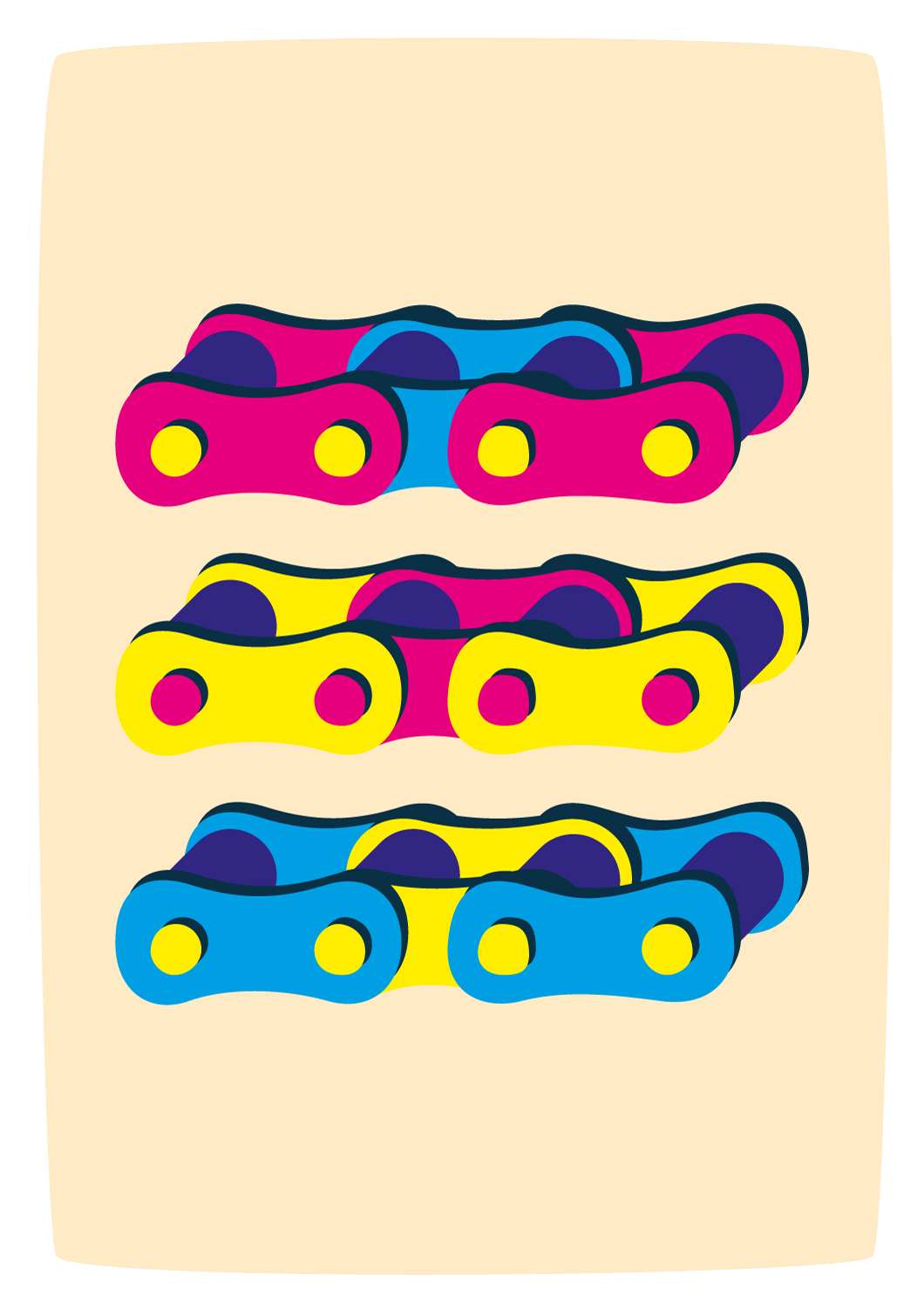 Colorful Links bicycle graphic design illustration screenprint