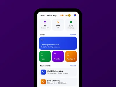 Stranerd – Gamified Study Platform academic exams achievement badges challenge mode competition edtech design education app exam preparation flashcards gamified learning leaderboard mobile app mock exams nerd coins personalized learning progress tracking rewards system streak tracker student engagement study platform tournament