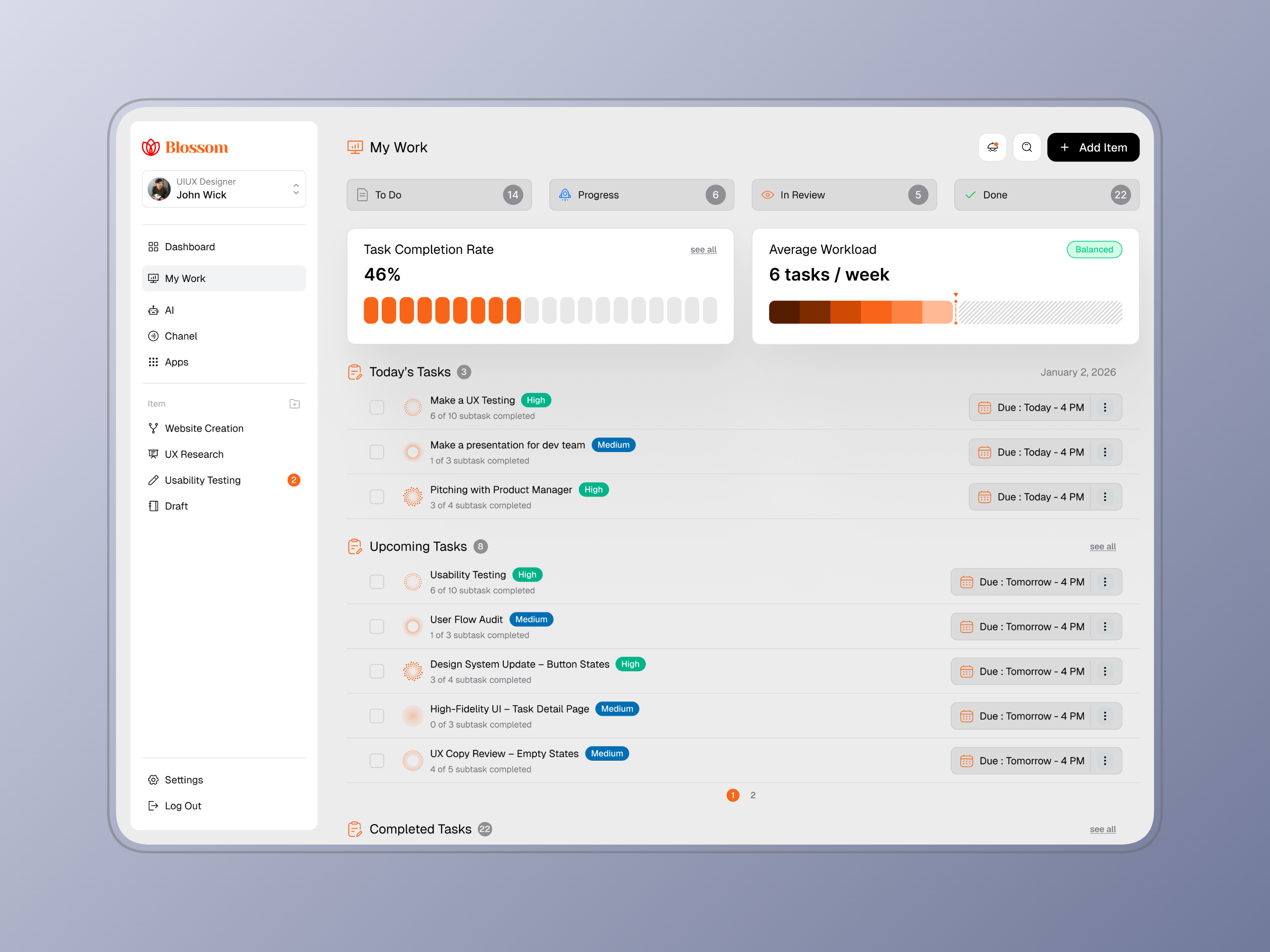Minimal SaaS Project Manager My Work card ui project management saas design saas web ui design ux design web app work management