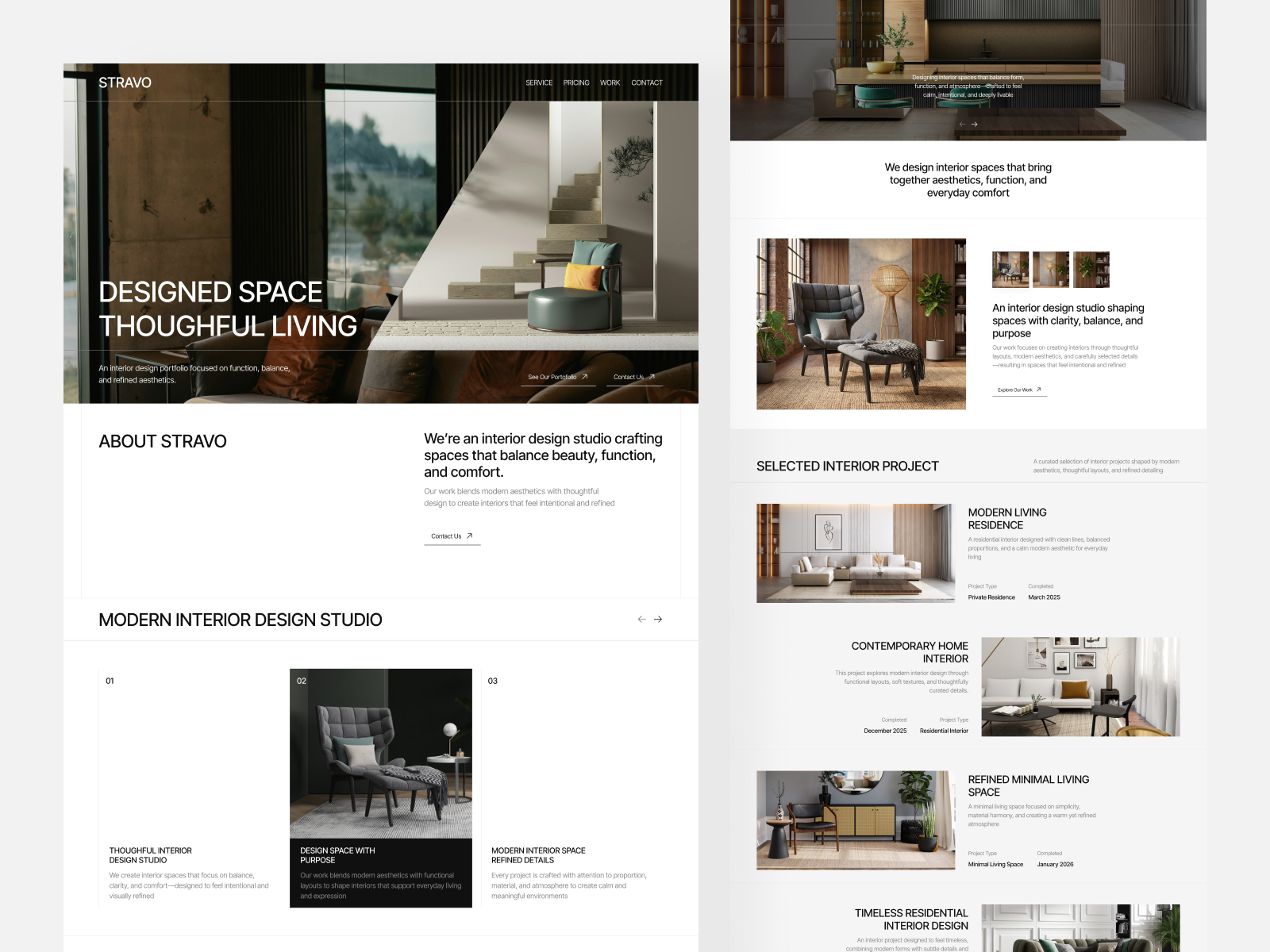 STRAVO - Interior Design Agency architecture branding clean cool dashboard design graphic design illustration interior landingpage layout logo minimalist modern moren ui uiux ux