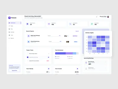 Flowzen – Manage Projects, Stay in Control bento color dashboard graphic design illustration management project theme ui uiux ux web website