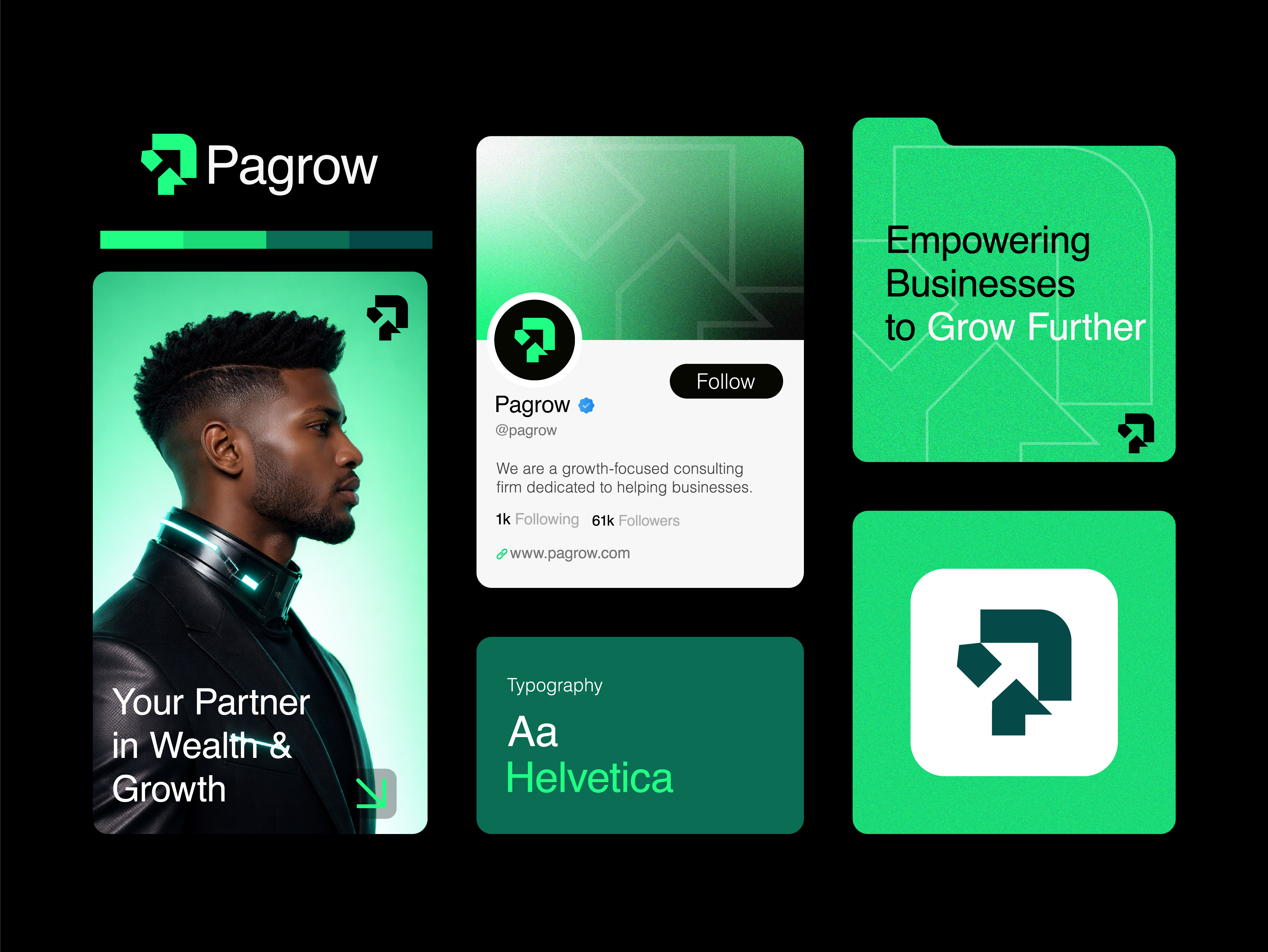 Logo & Brand Identity Design for Pagrow abstract logo branding brandkit consulting design graphic design grow illustration logo minimalist modern logo p logo vector