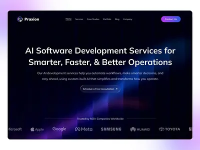 AI Software Development Services – Scalable & Business Ready UI ai landing page design ai software development ai ui design animated ui conversion focused design design system digital product design dribbble design enterprise saas enterprise software development enterprise software ui interaction design micro interactions modern web ui motion ui design product design saas landing page tech landing page ui animation ui ux design