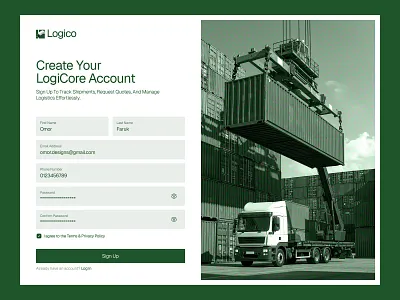 Logico - Sign up pageLogico - Sign up page 3d graphic design logo ui