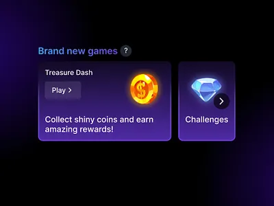 🎮 Brand New Games Section button card coin dark diamond game gamification gamified gradient kid learning lesson mode purple section subtitle title tooltip