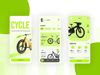 E-Bike Rental mobile app graphic design ui ux
