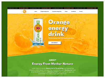 Energy Drink - Landing Page bio energy drink landing page energy drink landing page graphic design orange energy drink landing page organic energy drink sports energy drink stream energy strong drink