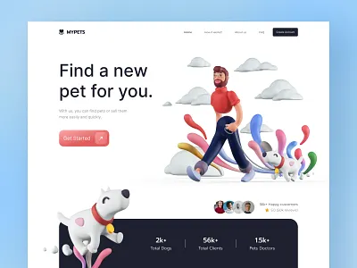 Pet Adoption Website | Dog Care Website 3d buy care ecommerce app landing page pet petcare petcare landing page petdoctor petshop puppy shop ui ui designer ux veterinary visual web template webflow website