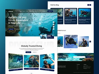 Diving Club Website Design. club creative website discover the deep dive safe diving diving landing page diving website divingclub divingclub website design swimming swimming website yacht club