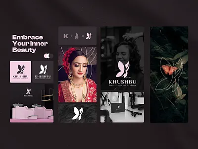 Khushbu — Beauty Salon & Academy Brand Identity beauty branding brand identity branding creative direction feminine branding interior branding lifestyle branding logo design salon branding visual identity