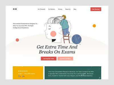 Student Mental Health Support clean ui college education exam hero section illustration landing page mental health minimal psychology students therapy web design website