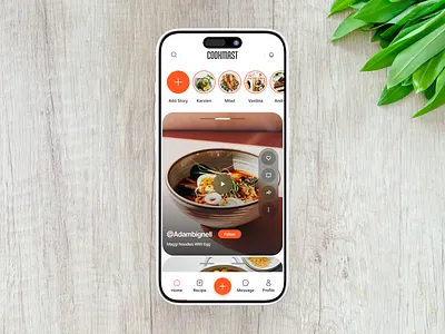 Food Recipe App app chatting community cook cooking cooking app design food food recipe app ingredient messaging minimal mobile modern ui recipes ui ux