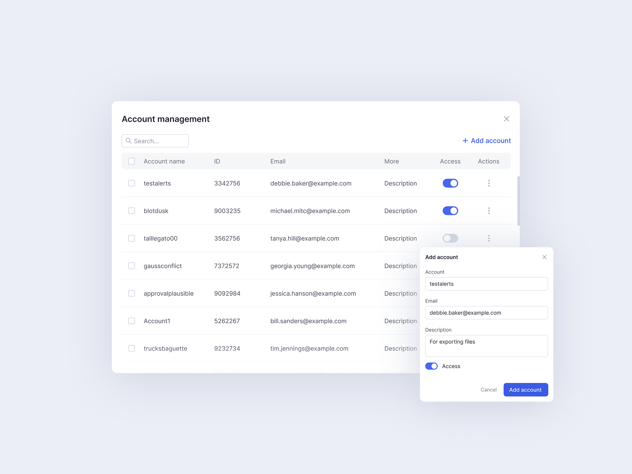 Account management components by Lanp on Dribbble