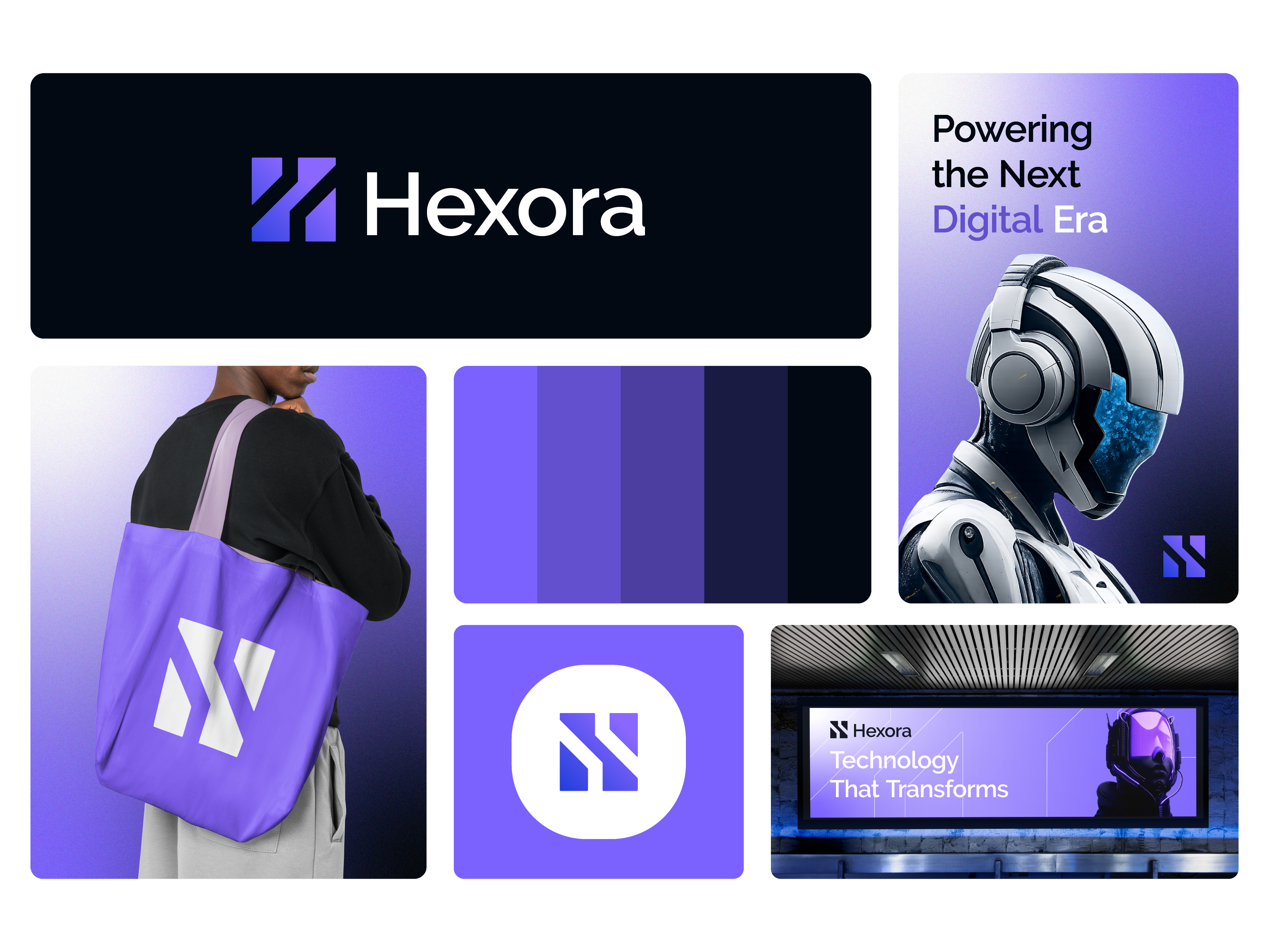 Logo & Brand Identity Design for Hexora abstract logo app logo branding design graphic design h logo illustration logo minimal minimalist modern logo tech logo technology logo ui vector