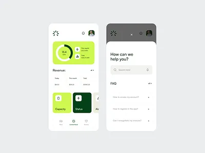 Solar Power App chart cleanui conceptdesign datavisualization energyapp faq homepage interface ios minimaldesign productdesign renewableenergy uiux
