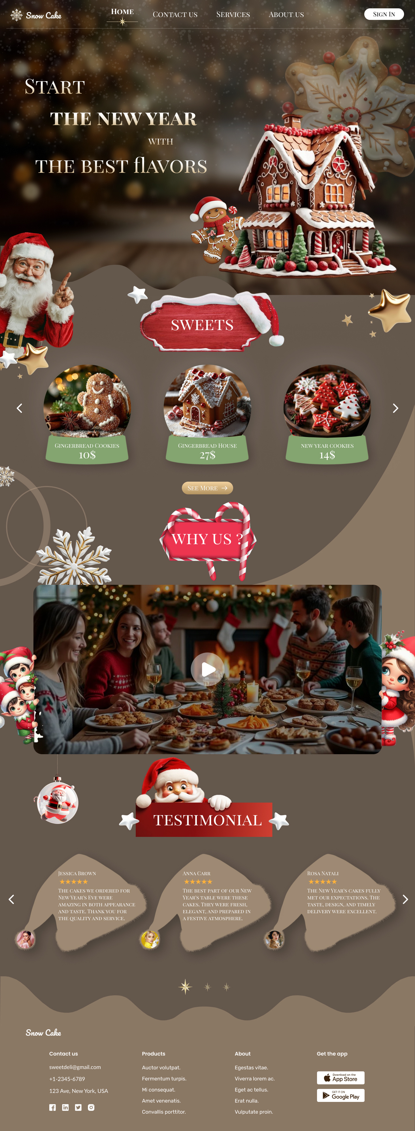 New Year's cake shop (Snow cake) cake christmas figma graphic design illustration santa claus store ui ux web design
