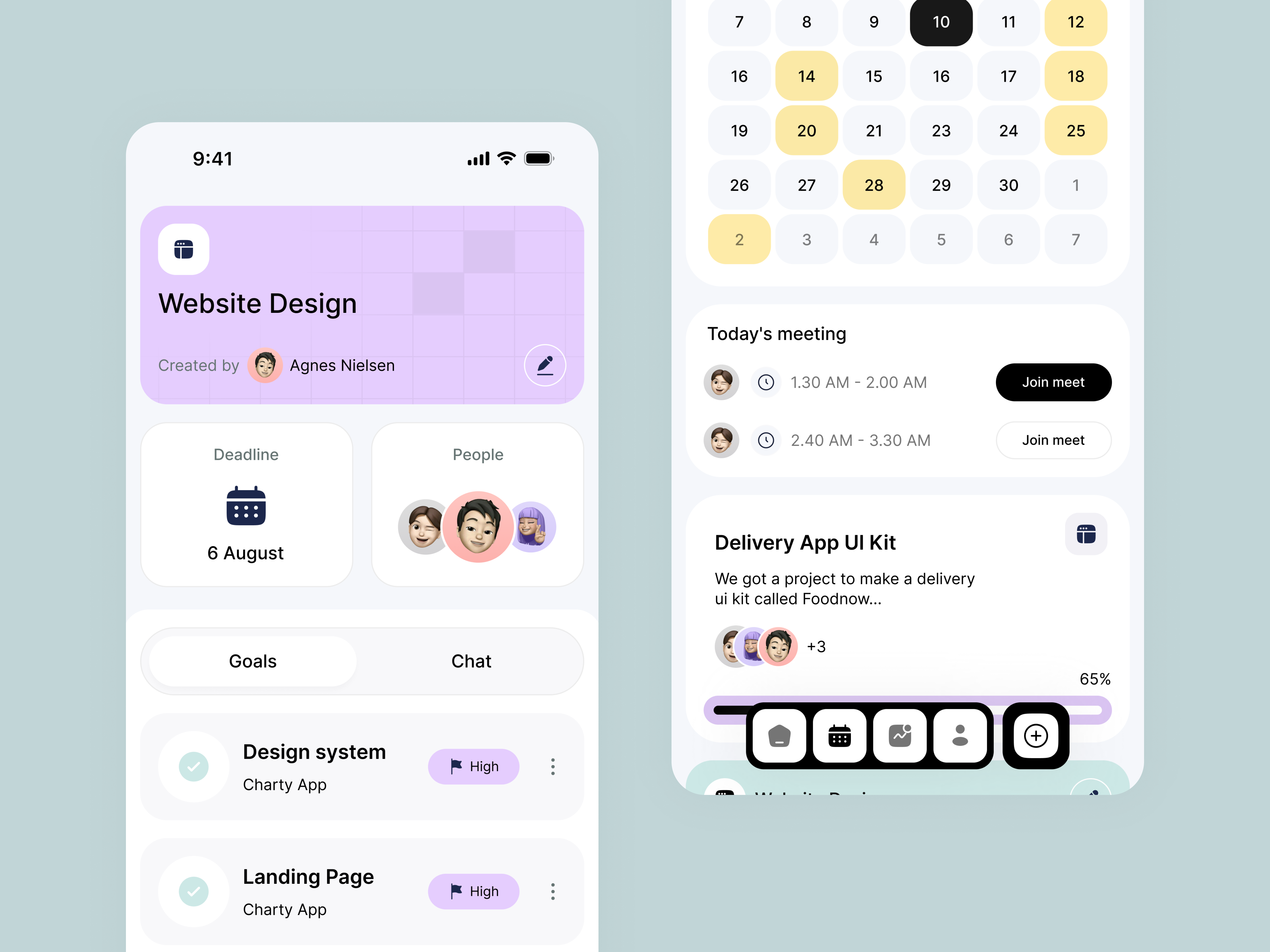 Task Management App – Calendar page design app app design date details ios ios app layout marketing minimal mobile mobile app mobile app design mobile ui project management schedule task management