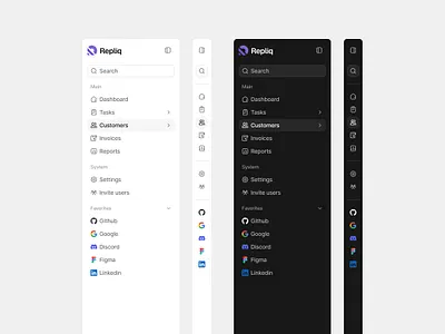 Sidebar navigations collapsed collapsible dark mode figma icons light mode product design saas sidebar navigation software design ui component ui design ui element user experience user interface ux design web app web design