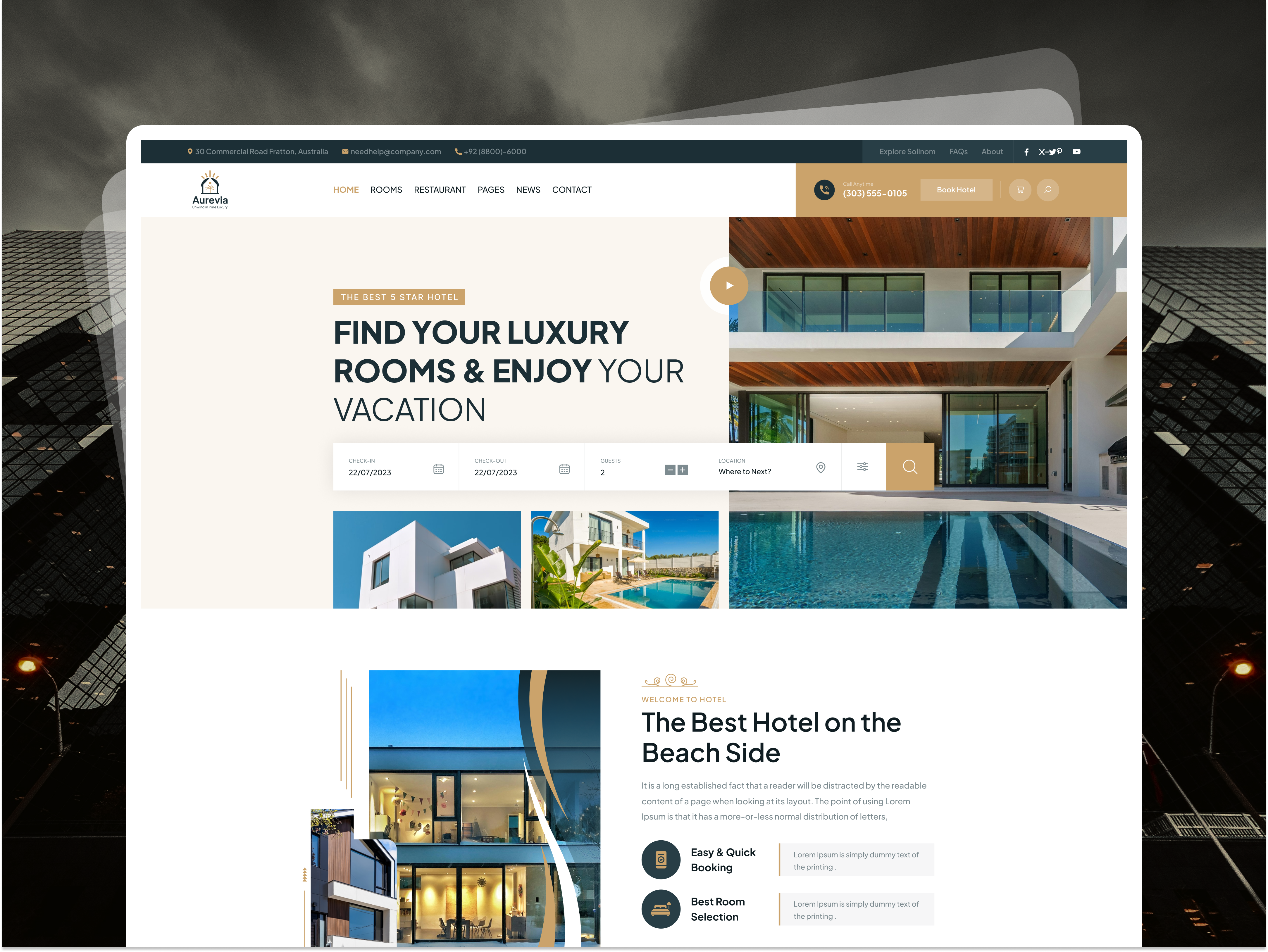 Example of Hotel Resort UI/UX Website Design