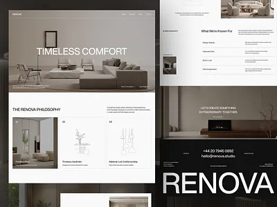 Renova - Minimalist Elegant Interior Designer Website About Page about page aesthetic architecture architecture website company profile design portfolio website interior design interior designer website interior website landing page luxury minimalist modern portfolio website service website ui warm web design website website design