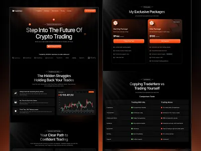 TradeHero - Crypto Trading Portfolio Website clean crypto landing page crypto website landing page oripio personal trading portfolio saas landing page saas website trading trading landing page trading website ui design web design website design