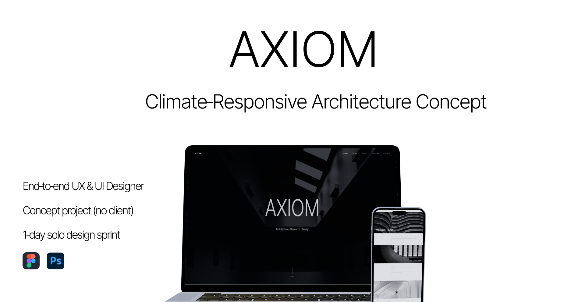 AXIOM – Research‑Driven Architecture Website Concept architecture case study climate minimal monochrome product design sustainability ui uiux