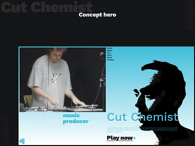 Concept Hero - Cut Chemist art directed branding concept hero cut chemist design editorial design editorial layout electronic music graphic design hero section illustration music ui user interface web design