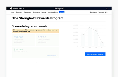 Stronghold® Merchant Dashboard - Rewards Program blockchain cannabis crypto design fintech hemp interactive design marijuana prototype ui webflow