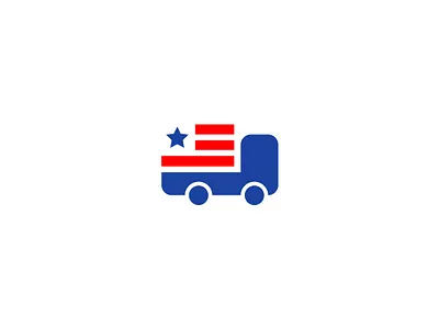 American Truck Logo — Flag Inspired Symbol american bold brand identity branding commercial design flag freight graphic design icon logistics logo design minimalist modern patriotic transportation truck trucking company usa visual identity