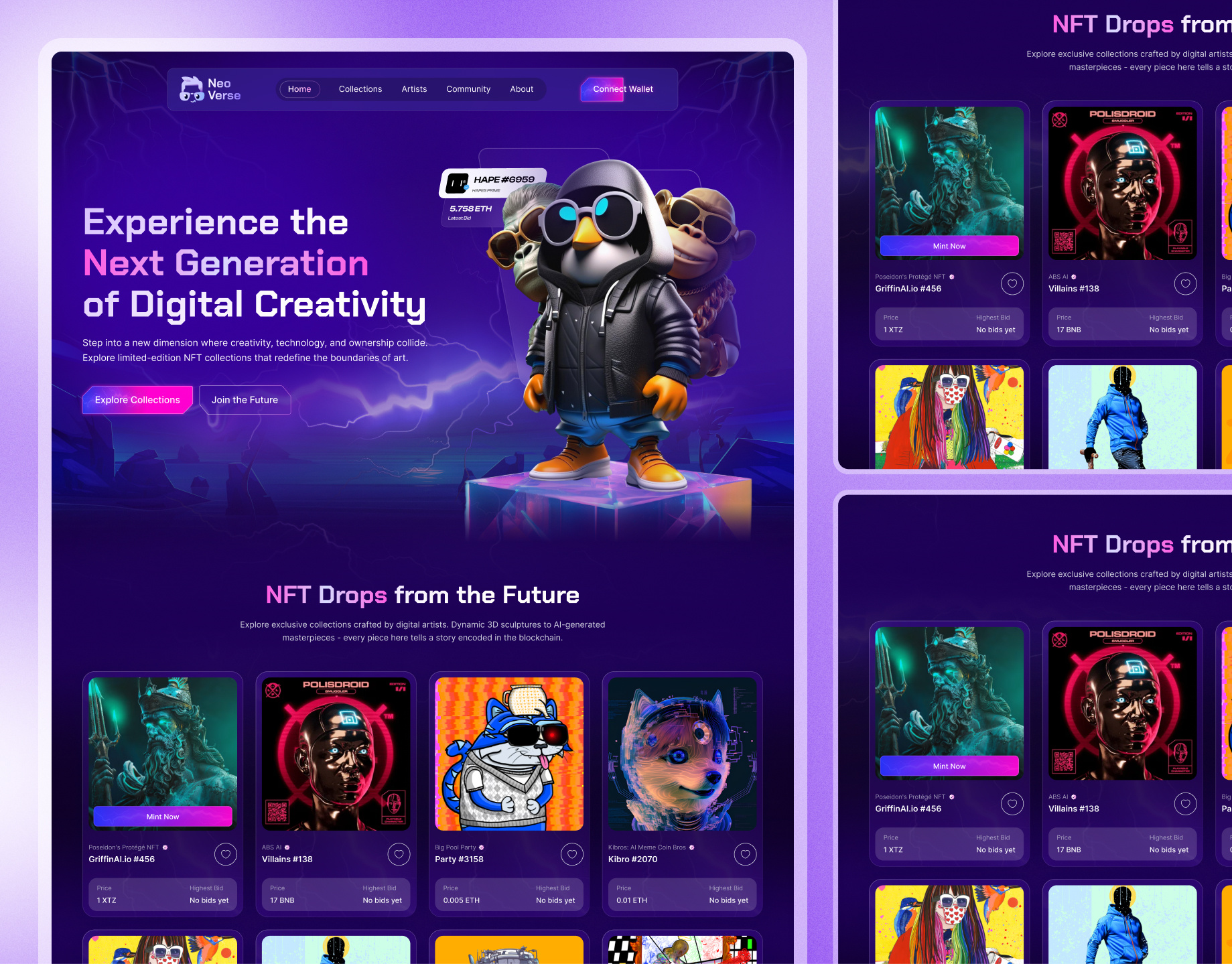 NFT Crypto Website UI Design b2b blockchain crypto crypto auction crypto banking digital art landing page marketplace nft nft auction nft landing page nft web platform design ui ui design ui ux ux design web design web3 wordpress