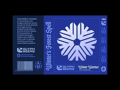 Glyph Beer 82 alchemy beer label crystal forest holiday ice icon logo magic mountains packaging pine snow snowboard snowflake spell symbol winter wintersun