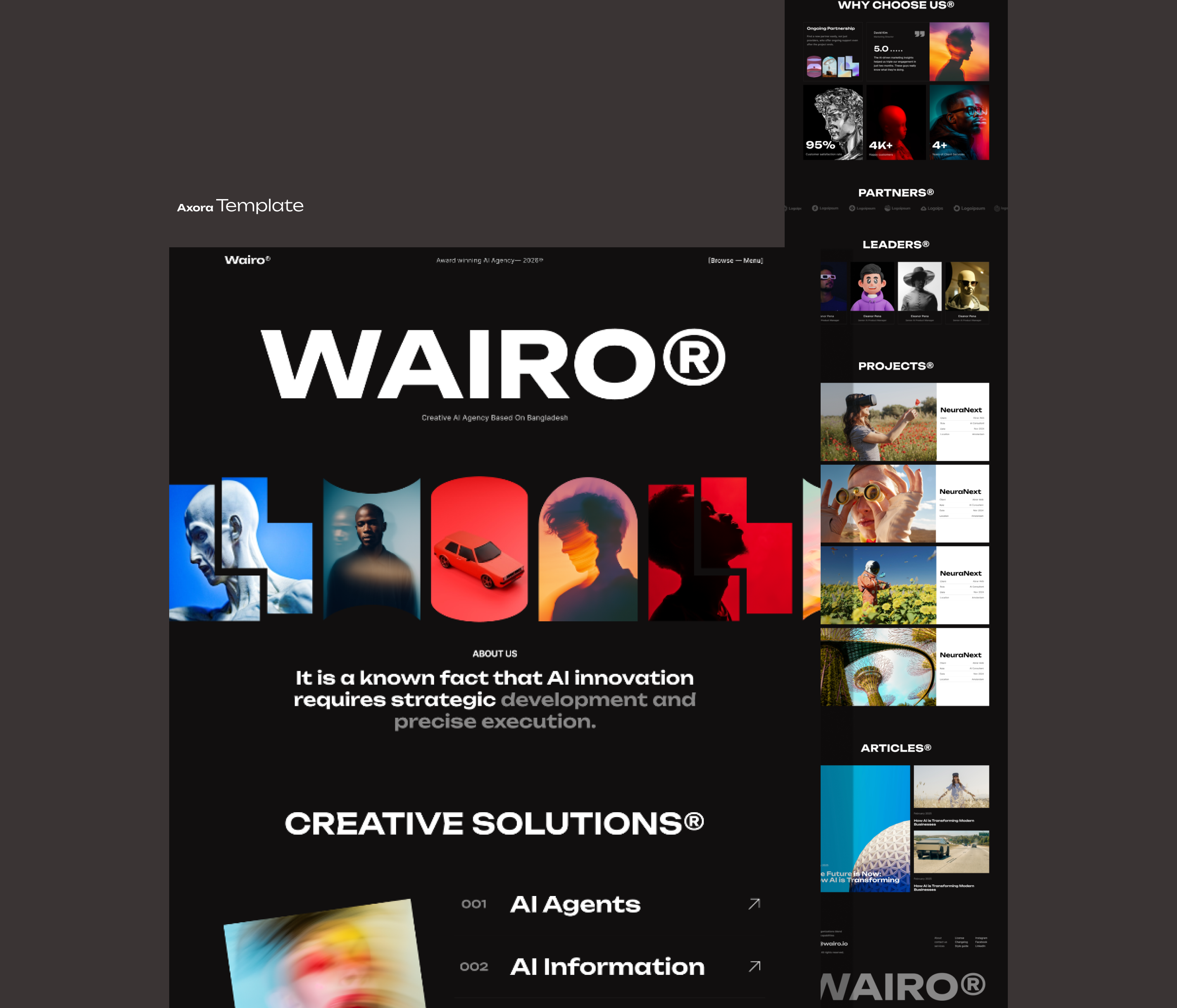 Wairo® Webflow Template ai agency ai technology branding creative agency dark ui digital agency futuristic design landing page minimal design modern website portfolio website startup website tech website ui design ux design visual design web design web interface website template