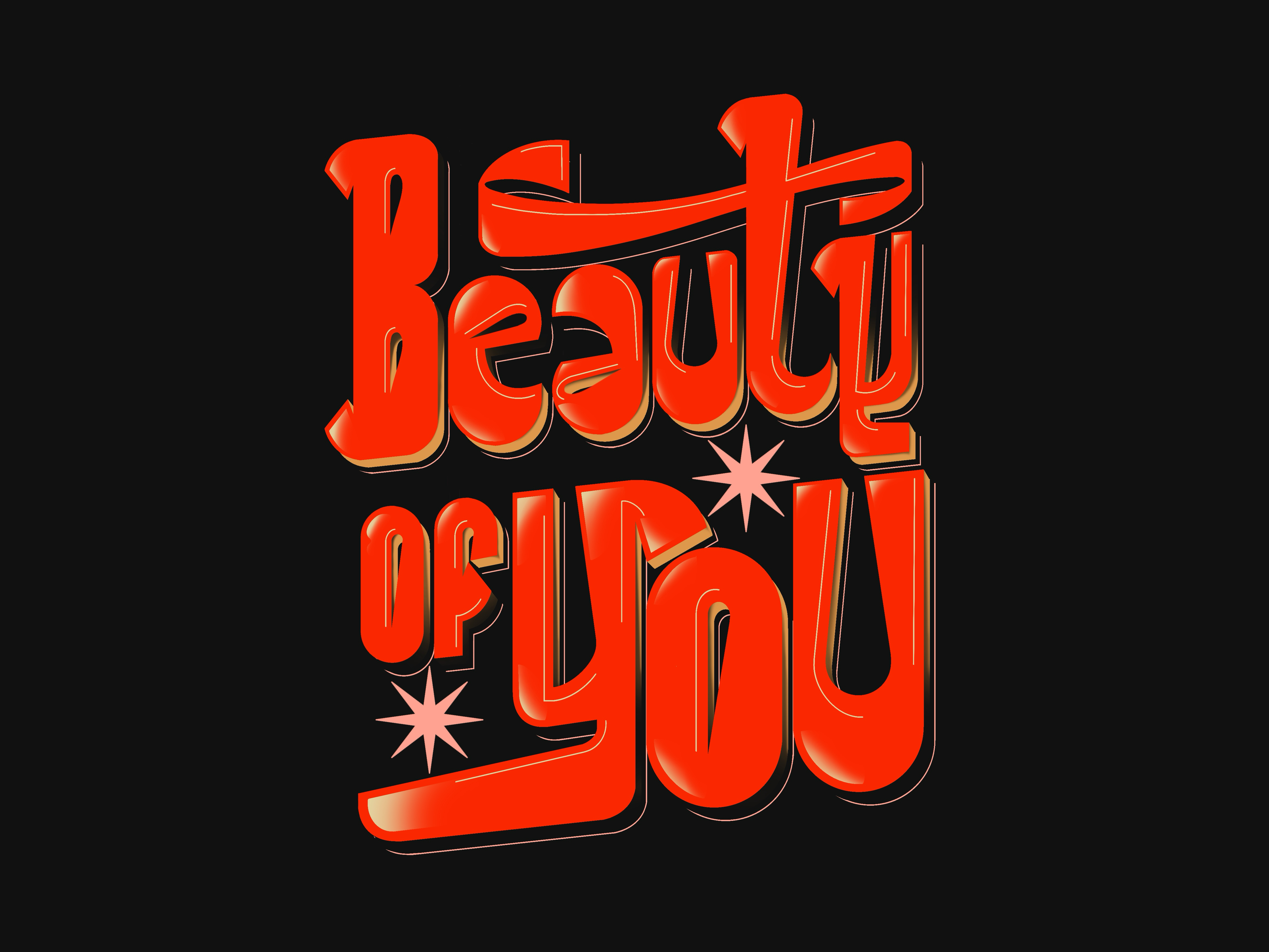 Beauty of You illustration lettering design pop retro