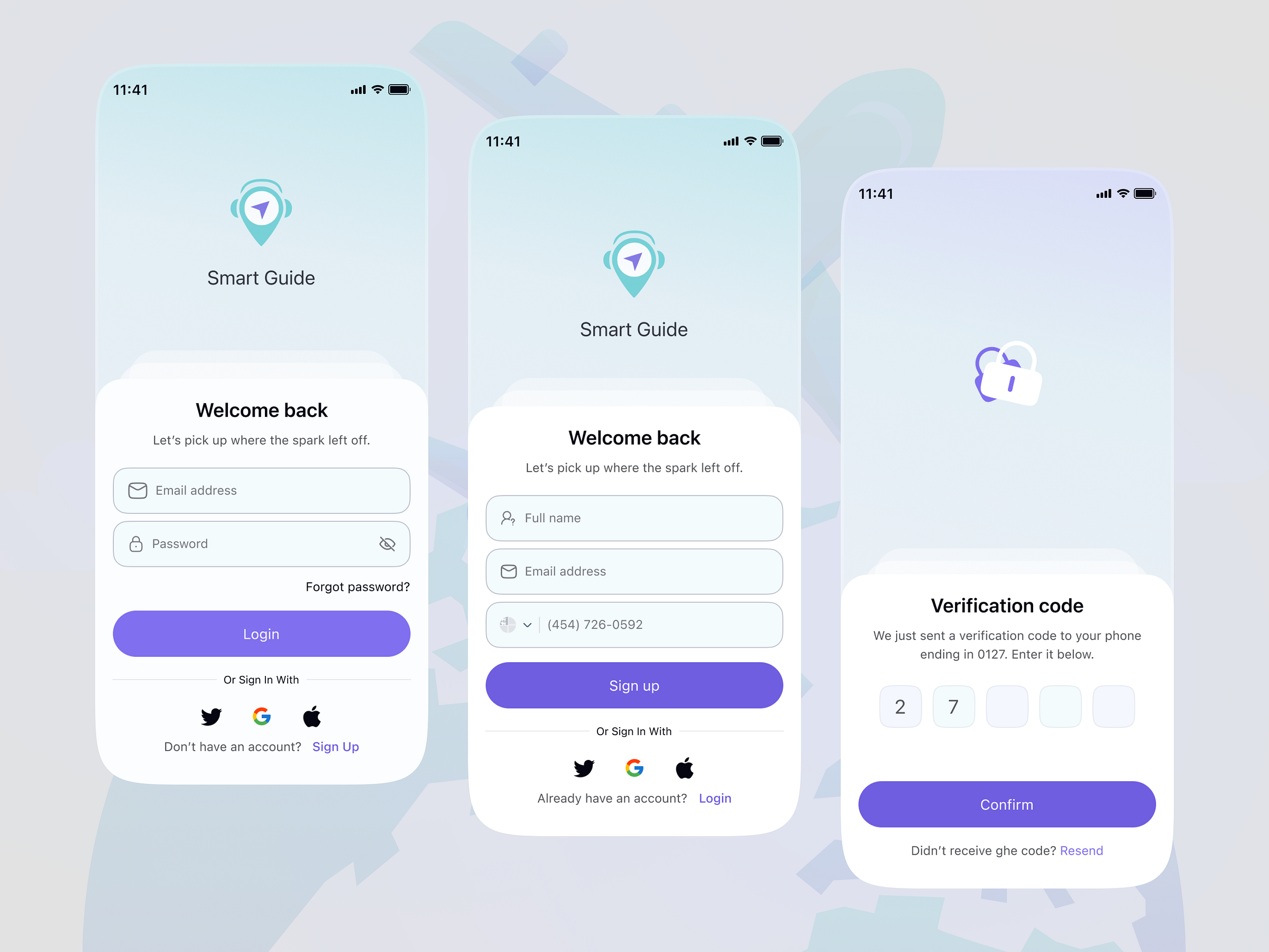 Login / Sign up & Verification Screen by Sourav Biswas on Dribbble