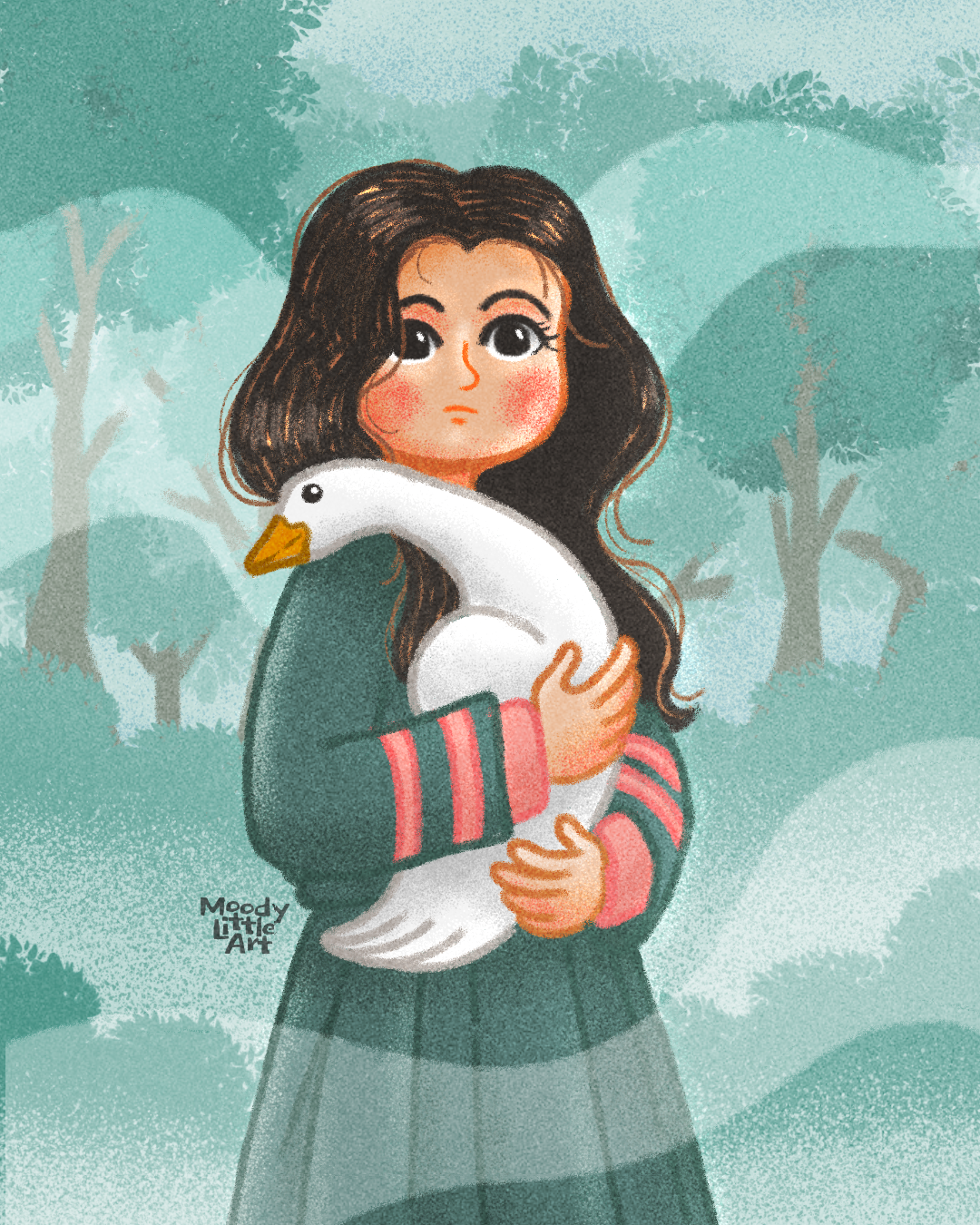 A Girl and a Goose — Children Book Illustration animalillustration artillustration characterillustration childrensillustration cuteart digitalillustration fantasyart illustration ilustrasi softcolor storytellingart whimsicalart