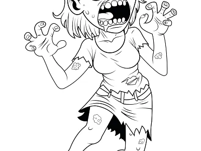 🔖Mujer Zombie adultos arte creativo design dibujo halloween illustration ilustracion imprimible mujer niños pintar tracitos zombie