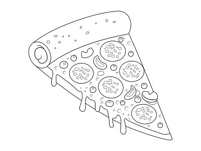 🔖Rebanada de Pizza adultos arte comida creativo design dibujo food illustration ilustracion imprimible niños pintar pizza tracitos