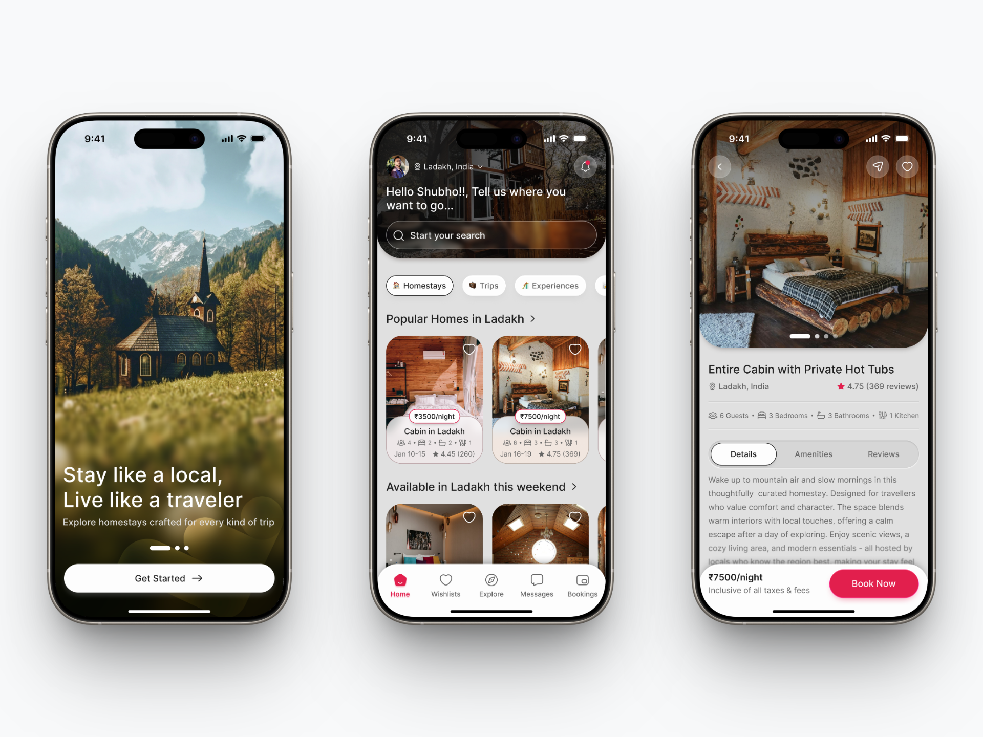 A Homestay Booking App UI Design booking app design figma homestay light mode product design ui design