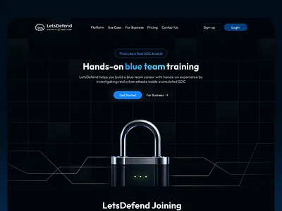 Lets Defend - CyberSecurity Ui/UX Design cybersecurity graphic design landing page saas technology ui ux web design