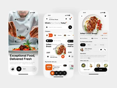 Food Delivery Mobile App UI app design clean ui design inspiration food app food delivery home screen interface design ios app iphone ui minimal ui mobile app mobile ui modern ui onboarding ui product design startup design ui design ui ux user interface ux design