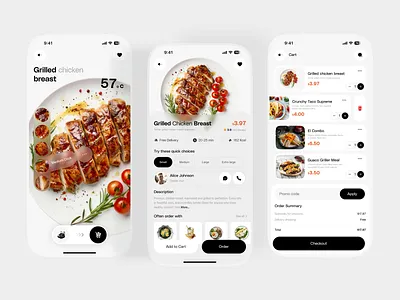Cravk – Food Details & Cart Mobile App UI add to cart app design cart checkout clean ui design inspiration food app food delivery food details food ordering ios app minimal ui mobile app mobile ui modern ui product design startup design ui design ui ux ux design