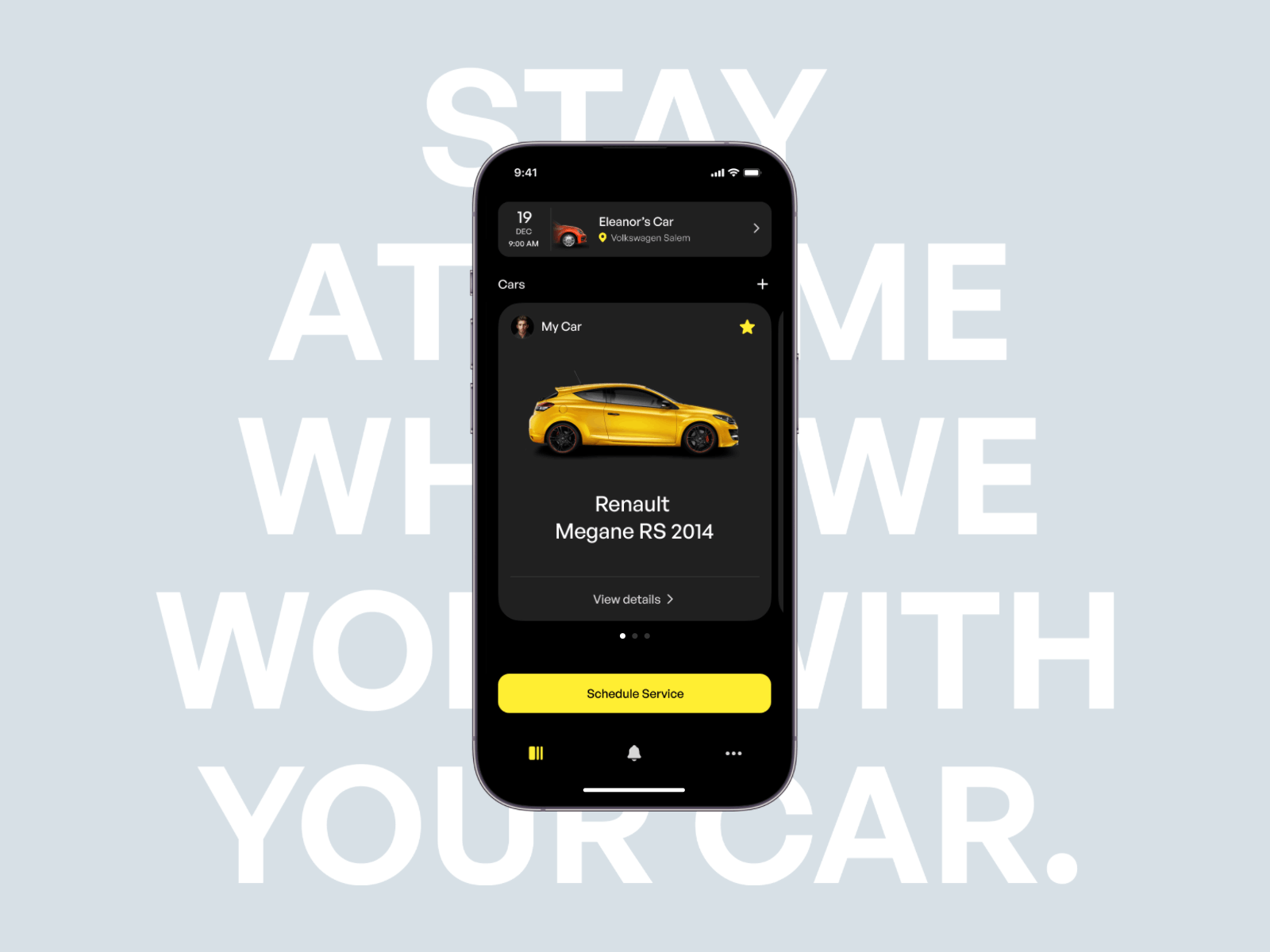 Carz. iOS App auto car cars design ios mobile repair schedule slider ui ux