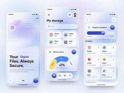 Cloud Storage App UI Design | File Manager & Digital Storage UI app app design cloud storage cloud storage app data visualization design digital storage file manager file manager app ios mobile mobile app saas app startup app storage app storage dashboard ui