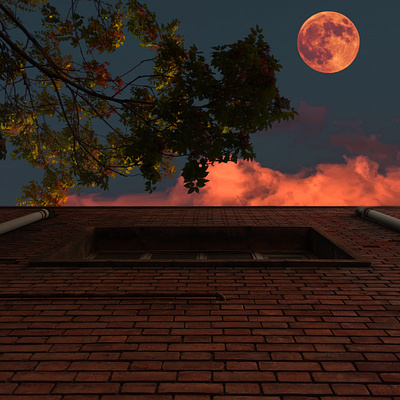 Full Moon brick color correction design graphic design home house moon mysterious night photography photoshop sky