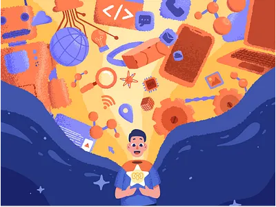 Starlight - Key Visual blue branding dark theme illustration key visual logo orange star ui design