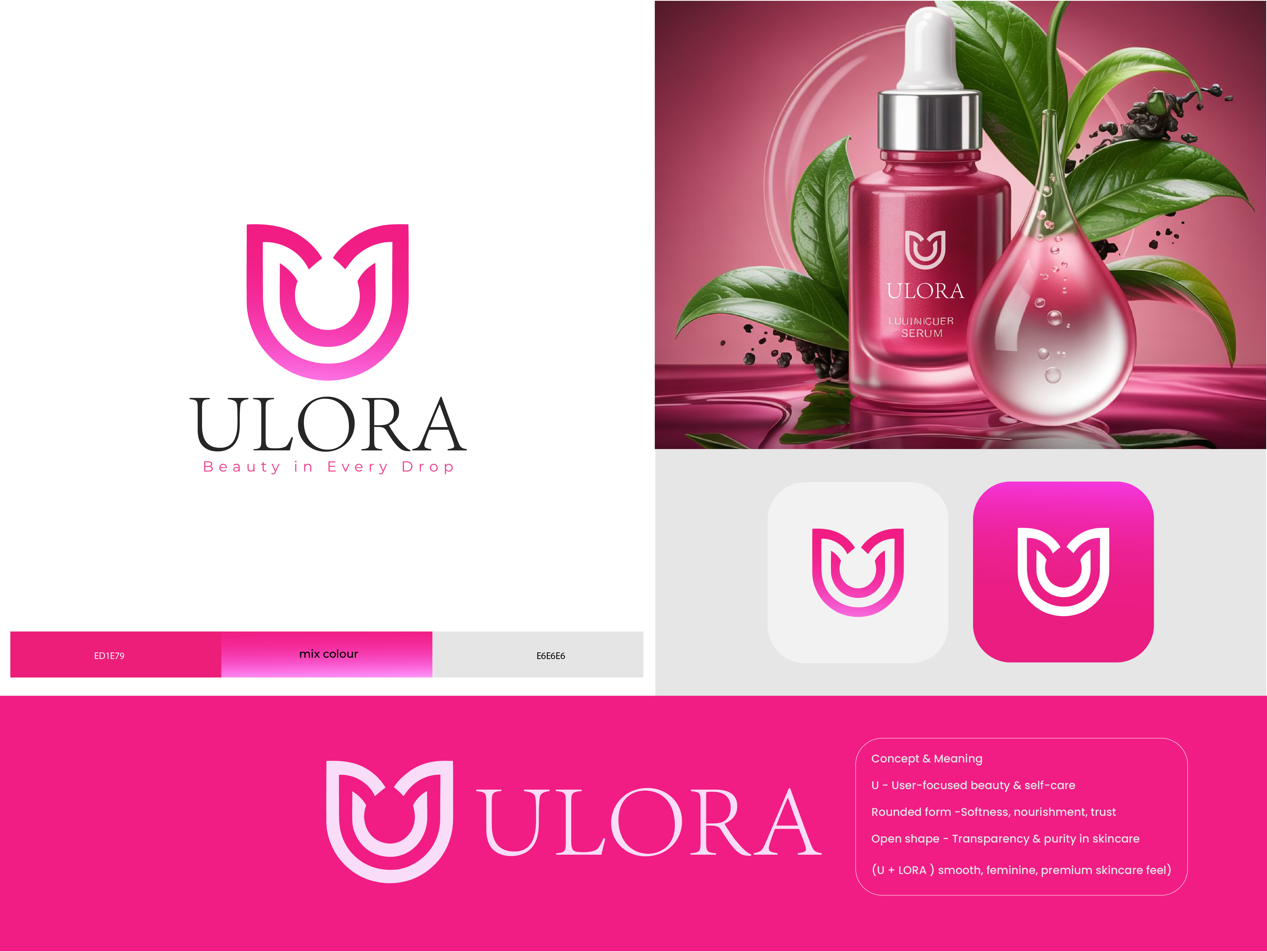 ULORA – Luxury Beauty & Skincare Brand Identity brand identity branding design graphic design logo typography vector