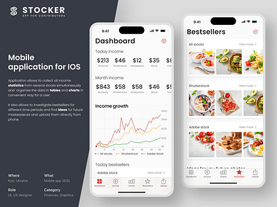 Mobile app: application for photostock contributors. app case study design mobile ui ux