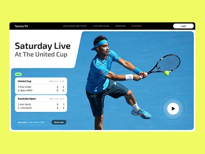 🎾 Tennis TV - Live Matches Streaming Web Experience landing page design tennis tennis web page ui uiux web design webpage website branding